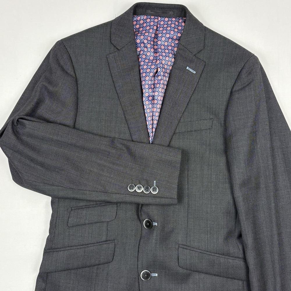 Pursuit Birdseye Wool Custom Tailored Sport Coat 34R Charcoal